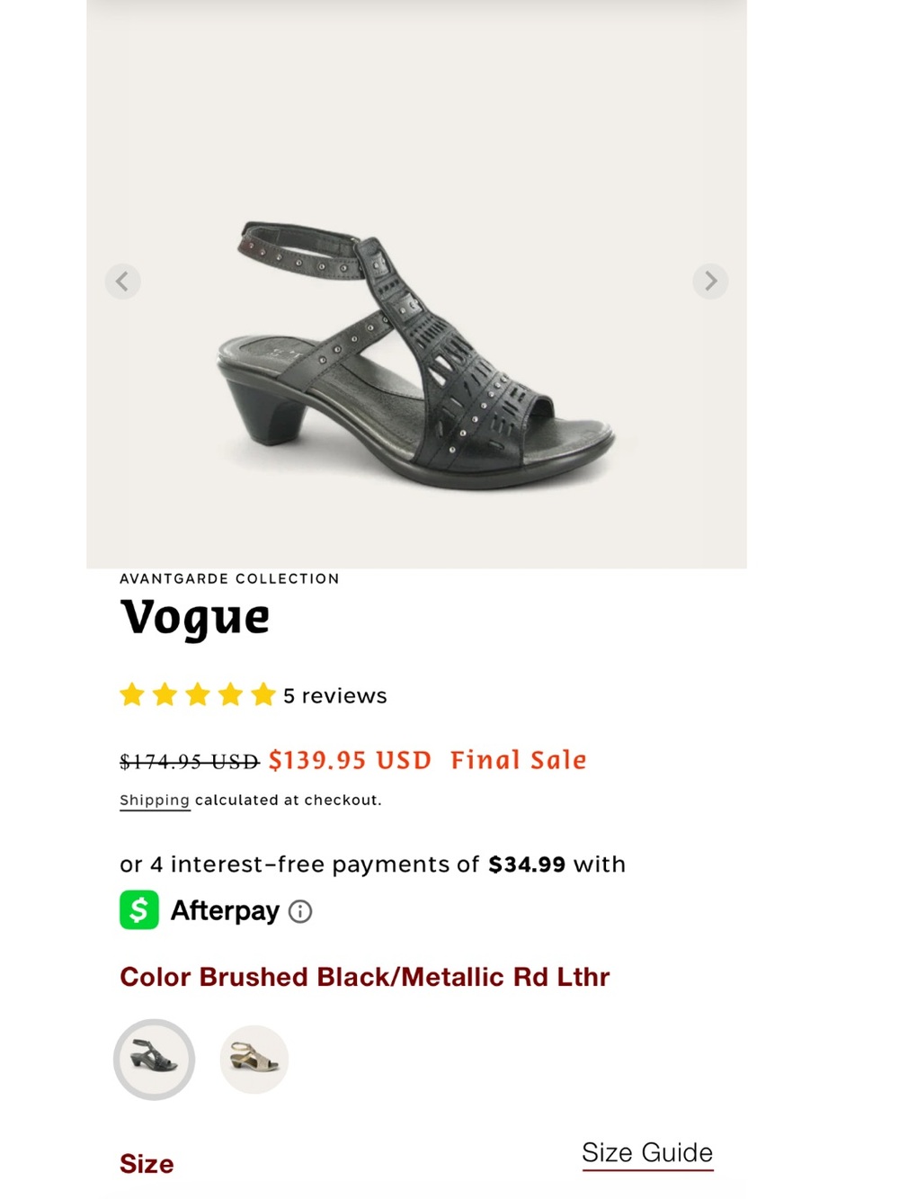 Naot Avantgarde Vogue Brushed Black Metallic Leather Women's Sandal